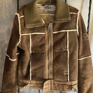 Diesel Brown Shearling Bomber Jacket